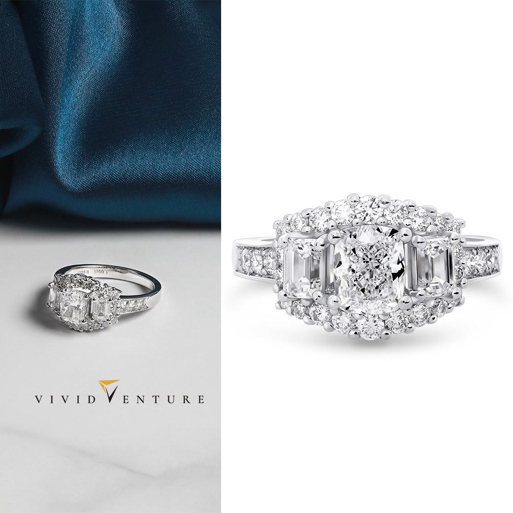 亞帝芬奇 GIA 1.6克拉 三主石 天然鑽石 真鑽 戒指  鉑金台