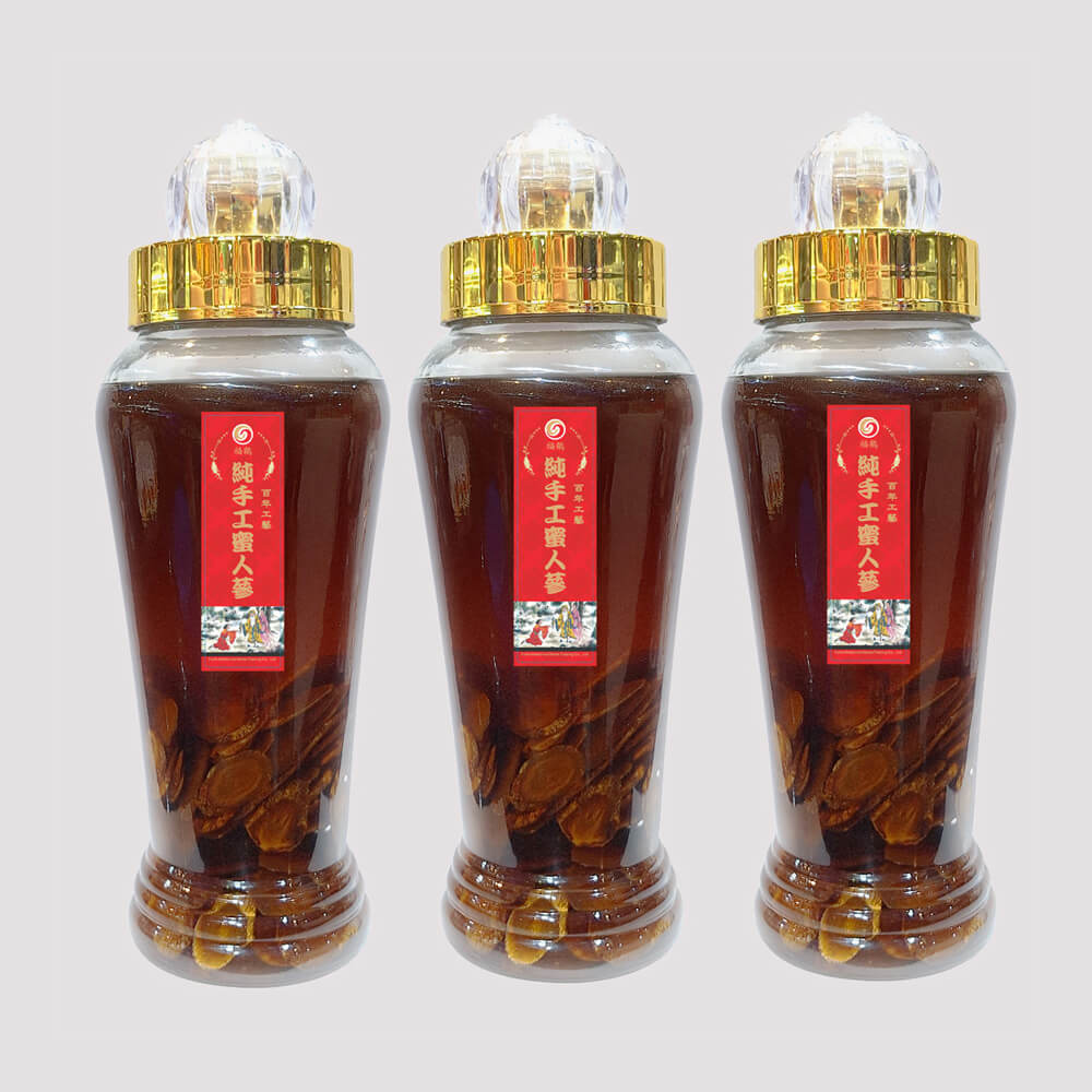 百年貢藥德安堂手工蜜人蔘片組(3瓶)