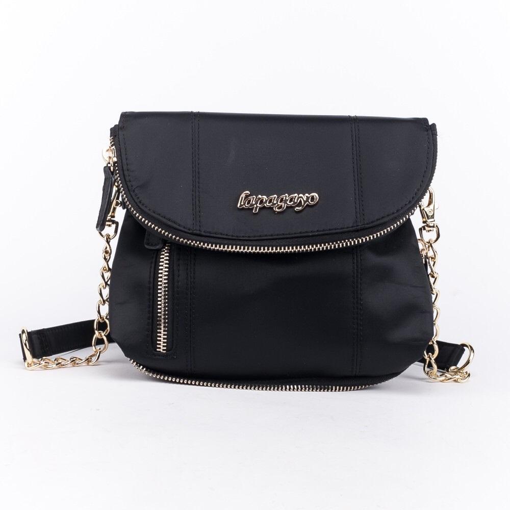 【lapagayo】簡約尼龍反摺包(質感黑)