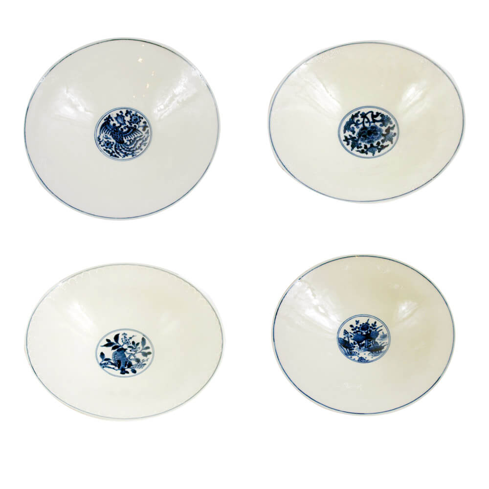 國寶大師李存仁浮雕青花薄胎碗