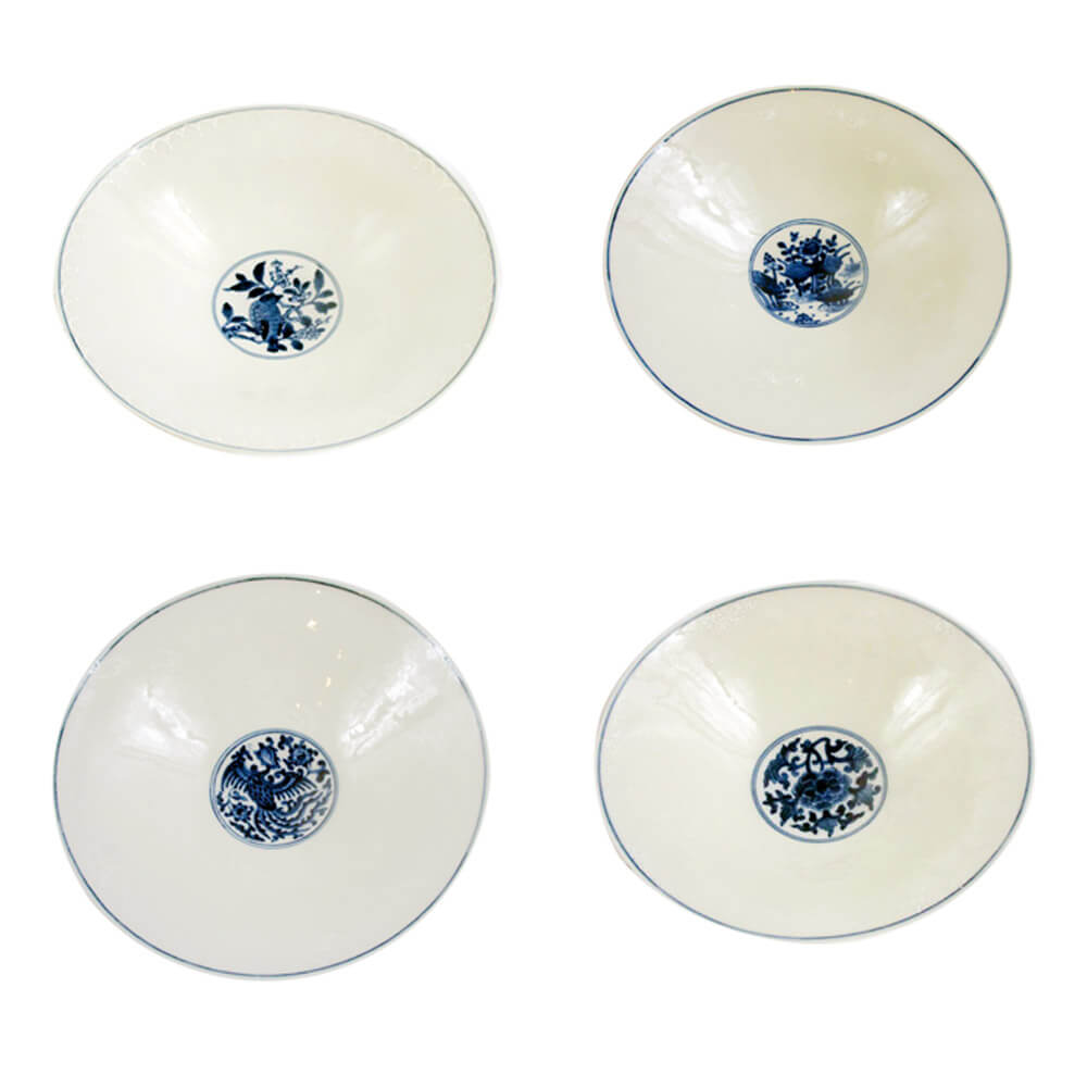 李存仁-浮雕青花薄胎碗單件