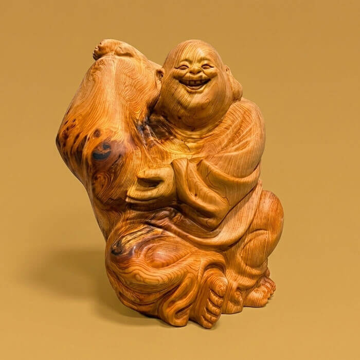 藏富傳藝天養崖柏瘤歡喜彌勒佛