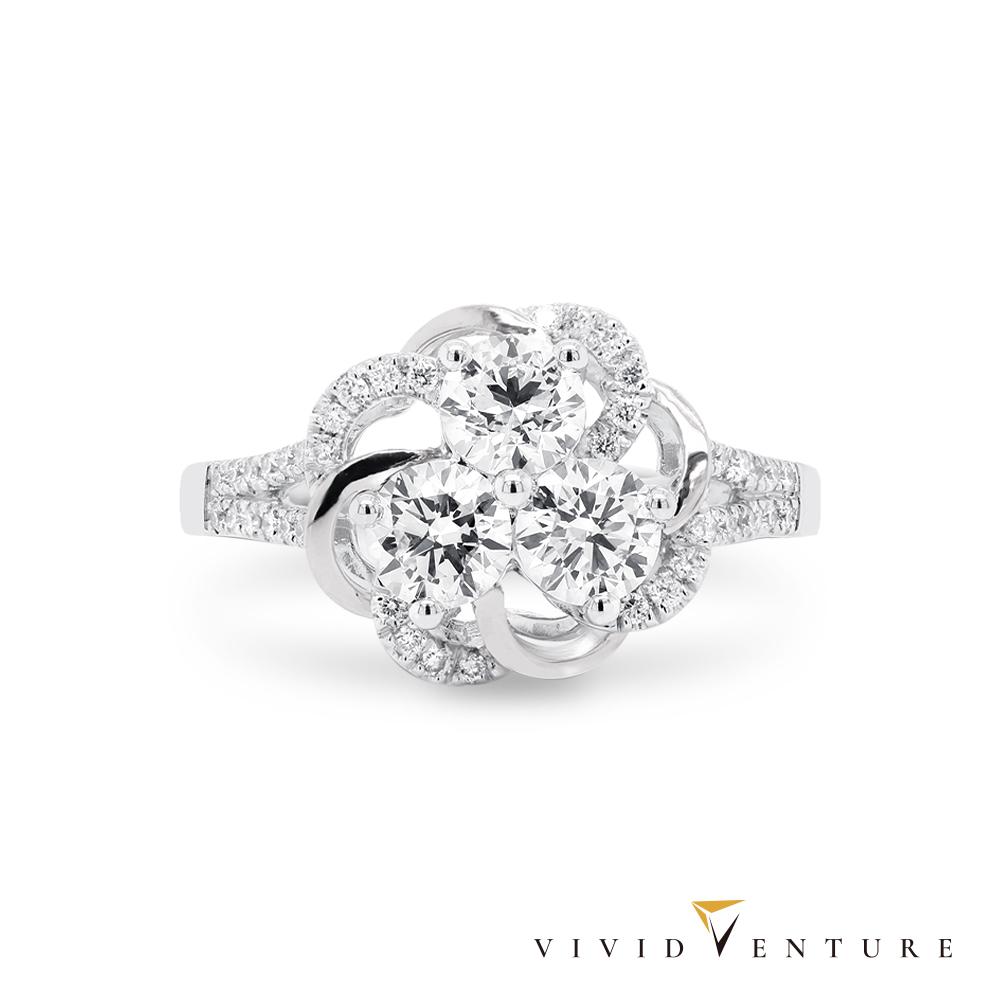 亞帝芬奇 GIA 三主石 90分 FSI2 3EX 八心八箭 天然鑽石 真鑽 戒指 浪漫花影 鉑金台