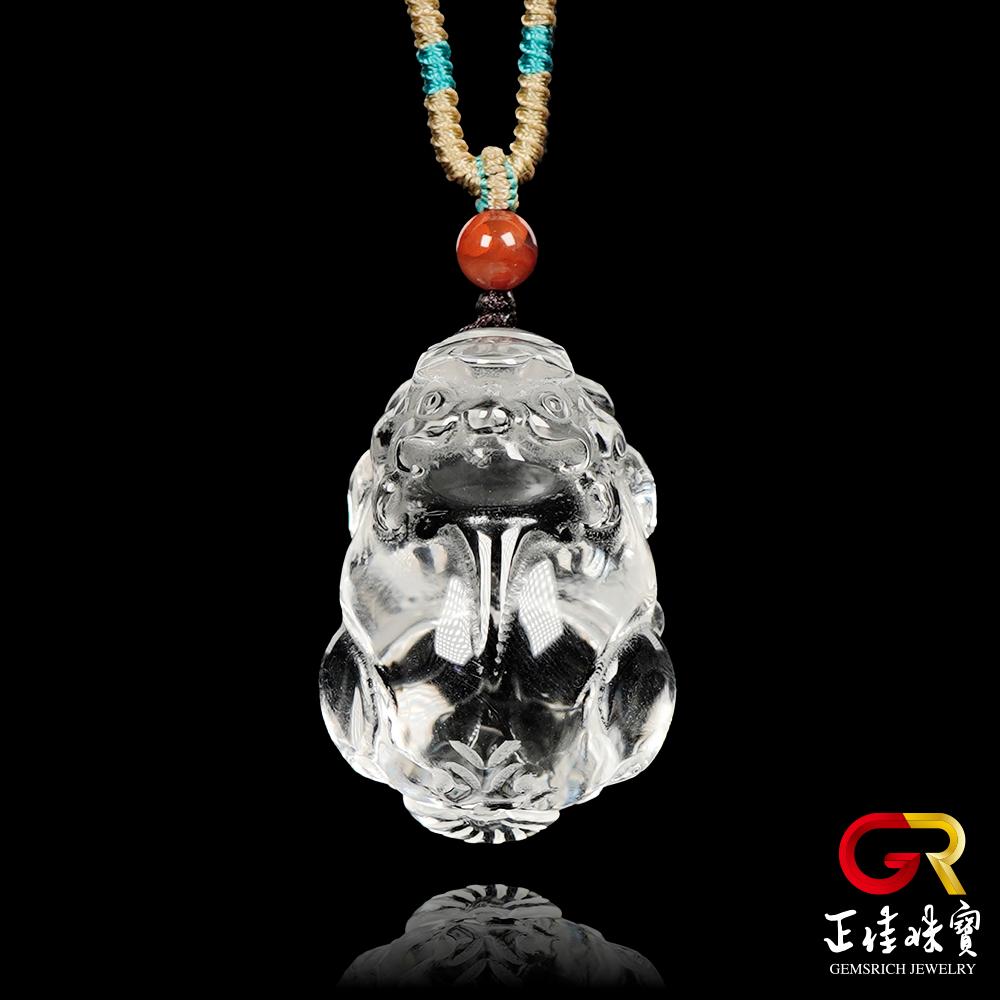 【正佳珠寶】白水晶 高淨體 招財貔貅 25g 白水晶吊墜｜可調式棉繩