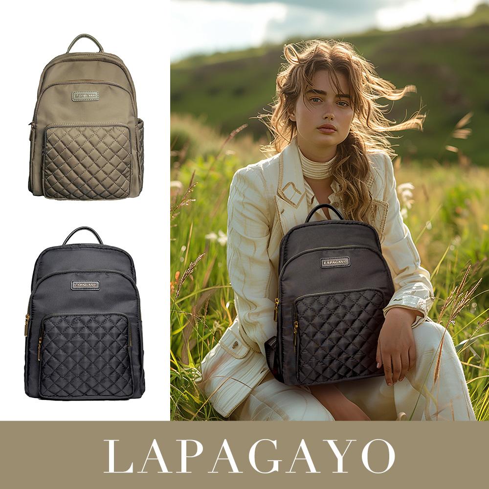 【lapagayo】歐洲訂製小香格紋精品後背包(墨綠色)