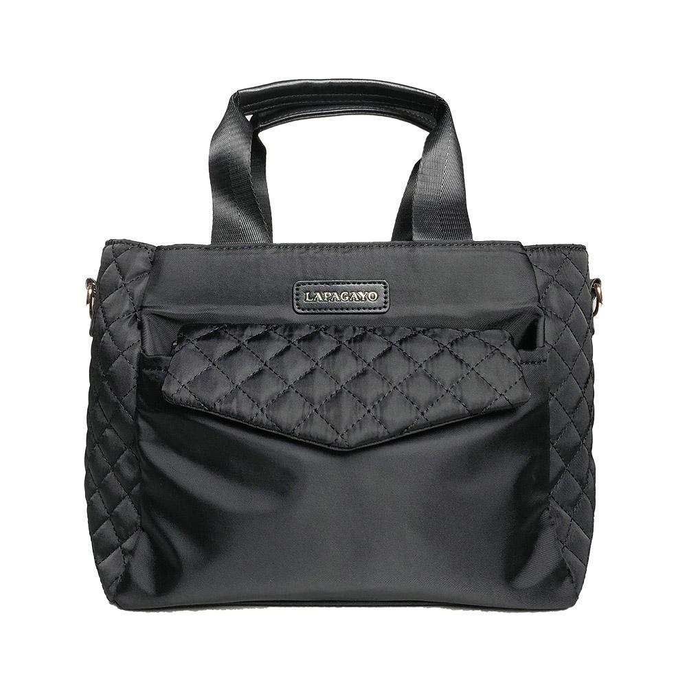 【lapagayo】歐洲訂製小香格紋精品手提包贈斜背包(黑色)