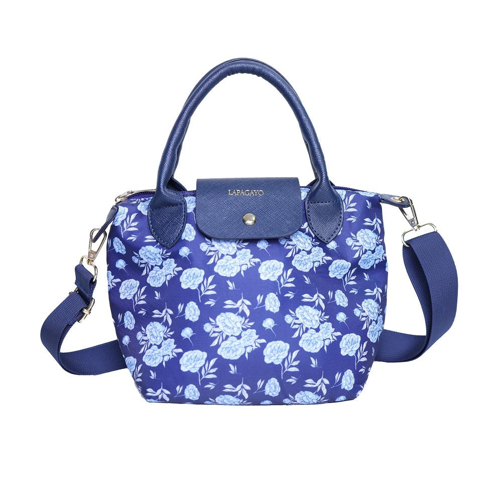 【lapagayo】典雅玫瑰尼龍手提包(藍色)