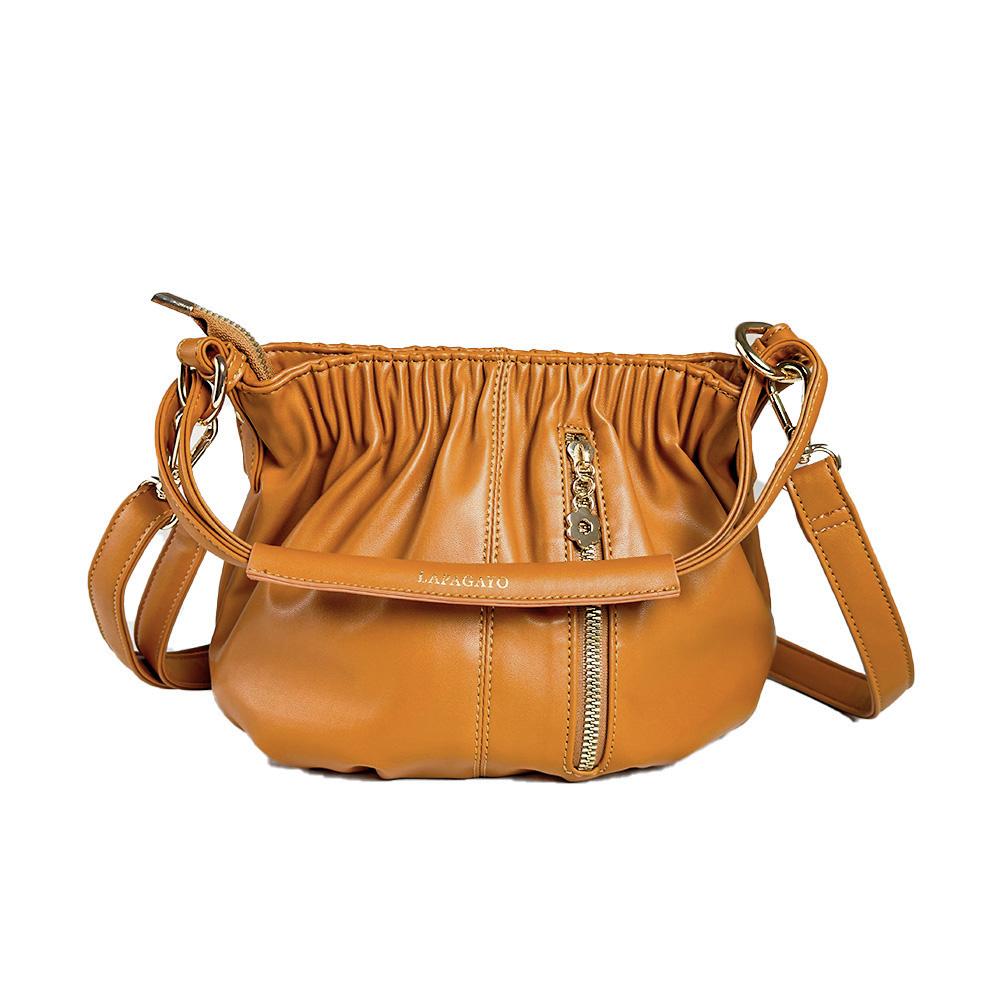 【lapagayo】高級訂製絲柔皮革斜背包(棕色)