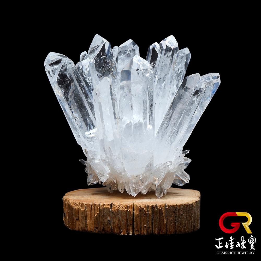正佳珠寶】白水晶純淨能量水晶簇消磁淨化白水晶｜原木崖柏木座- ViVa