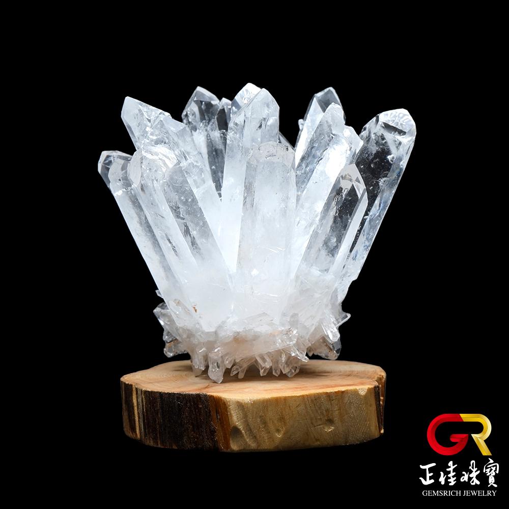 正佳珠寶】白水晶純淨能量水晶簇消磁淨化白水晶｜原木崖柏木座- ViVa