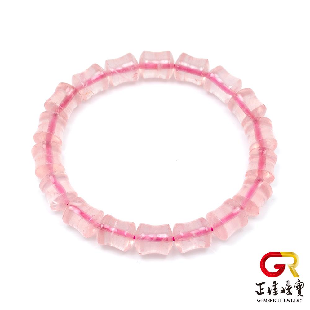 【正佳珠寶】粉晶 芙蓉粉晶 竹節粉晶手珠 愛情桃花手珠｜日本彈力繩