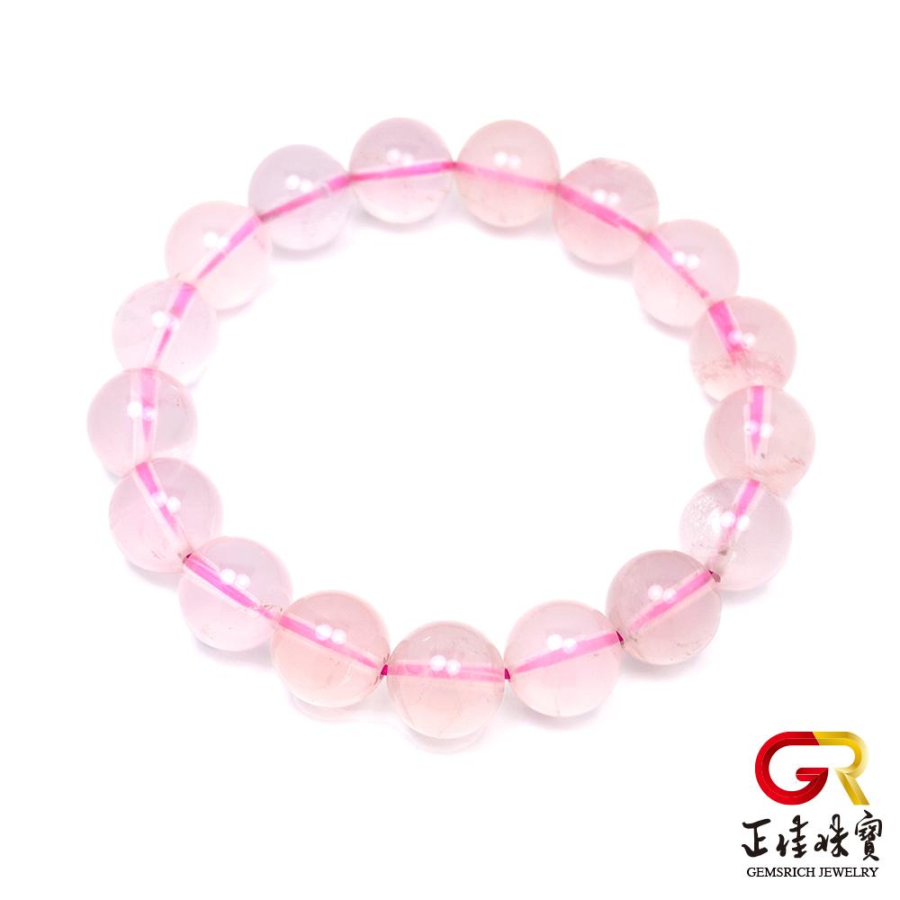 【正佳珠寶】粉晶 頂級芙蓉粉晶 12mm 手珠 愛情桃花手珠｜日本彈力繩