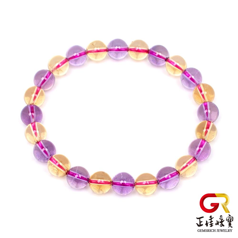 【正佳珠寶】紫黃晶 冰種紫黃晶 8mm 紫黃晶手珠｜日本彈力繩