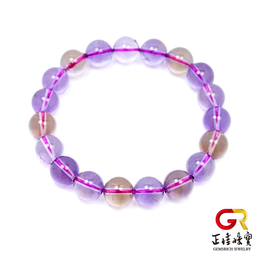 【正佳珠寶】紫黃晶 冰種紫黃晶 10mm 紫黃晶手珠｜日本彈力繩
