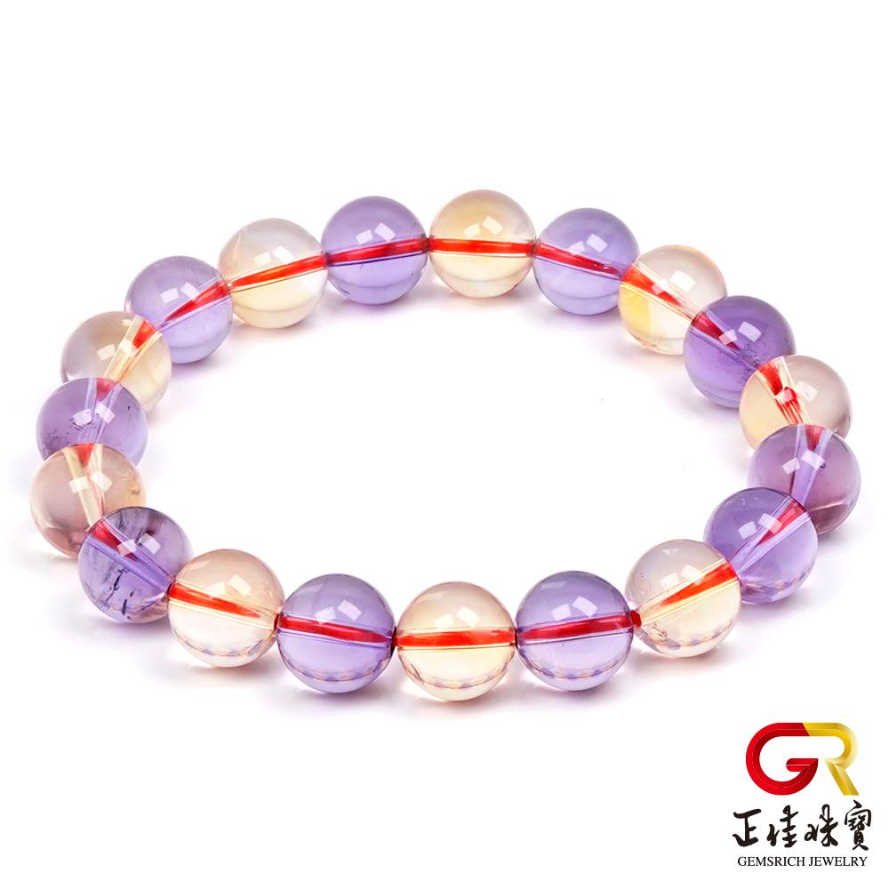 【正佳珠寶】紫黃晶 極淨雙色 9.8-10.2mm 紫黃晶手珠｜日本彈力繩