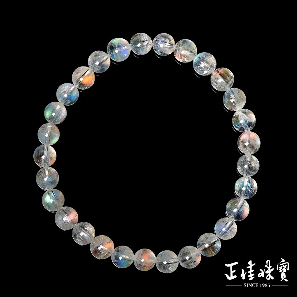 【正佳珠寶】馬島月光 頂級冰彩虹藍 5.8-6.3mm 馬島月光石手珠｜日本彈力繩