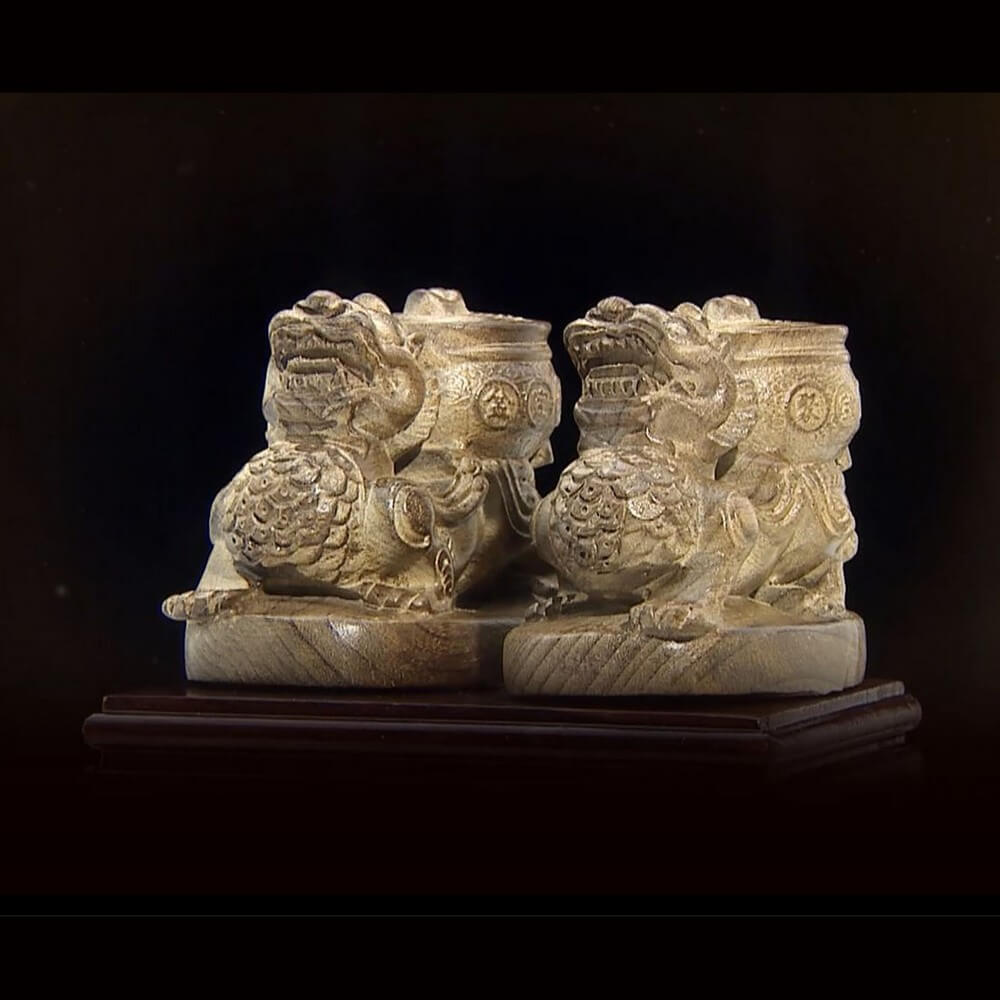 老料金絲楠烏木貔貅鎮宅聚寶盆