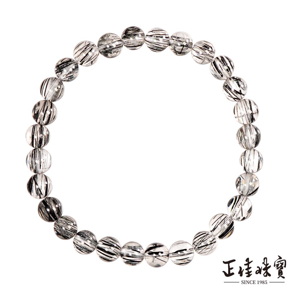 【正佳珠寶】黑鈦晶 頂級極淨順絲 6.4-6.8mm 黑鈦晶手珠