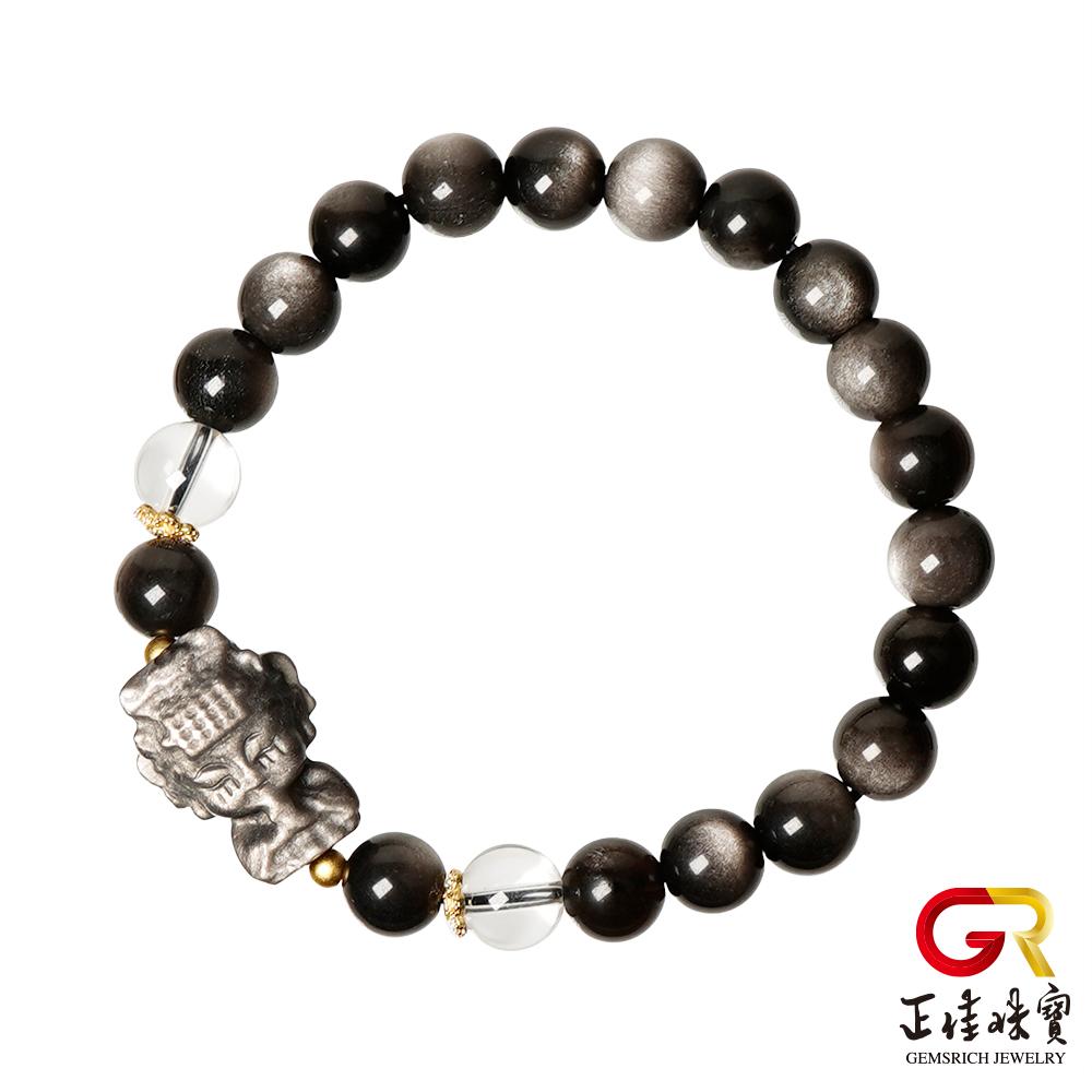 【正佳珠寶】銀曜石 銀曜媽祖 銀曜石手珠｜日本彈力繩