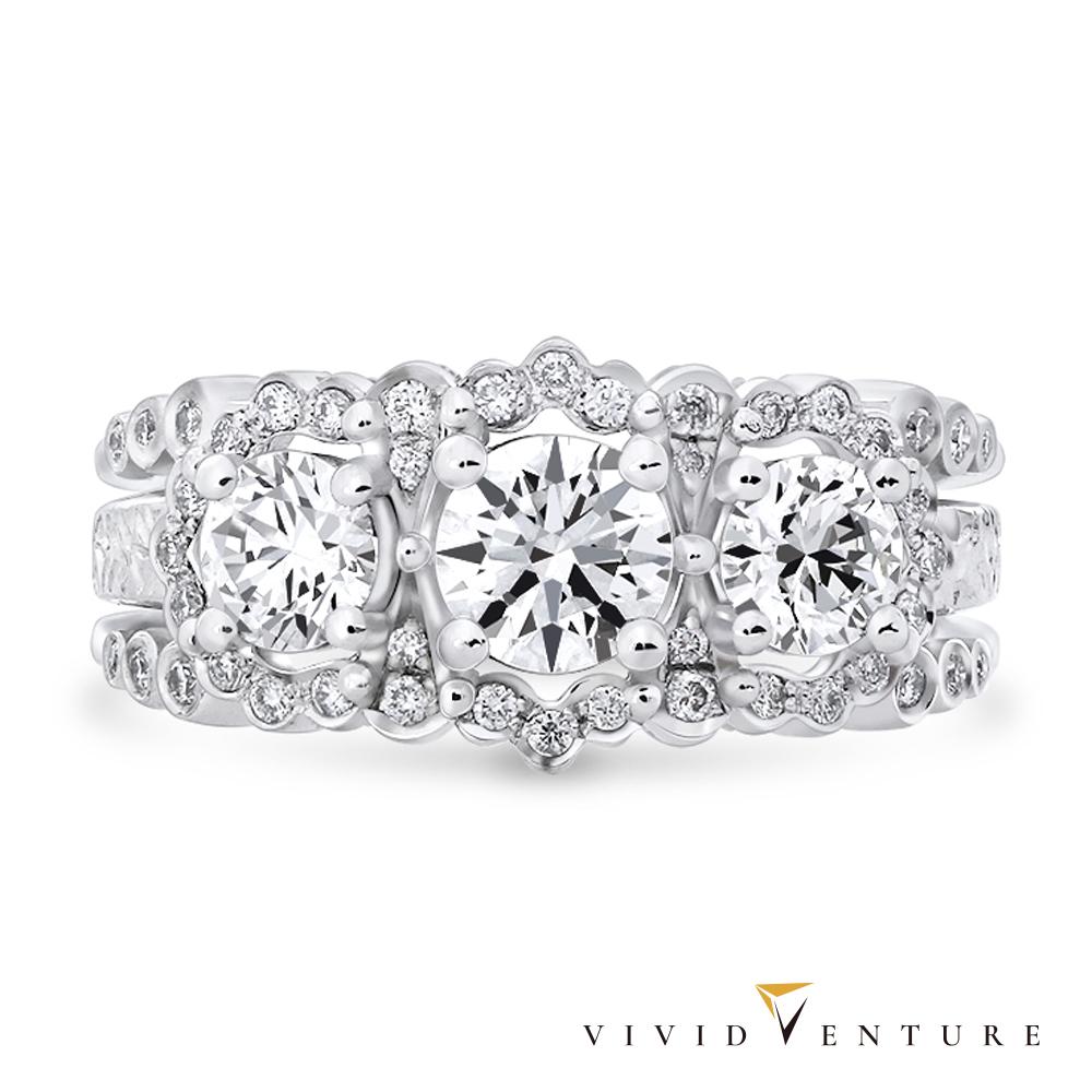 亞帝芬奇 GIA 1.5克拉 DSI2 3VG 八心八箭 三主石 天然鑽石 真鑽 戒指 閃耀花冠 鉑金台