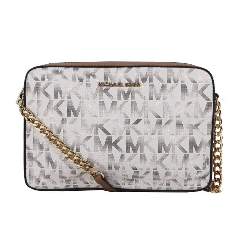 Michael Kors JET SET ITEM 經典滿版Logo防刮皮革斜背包