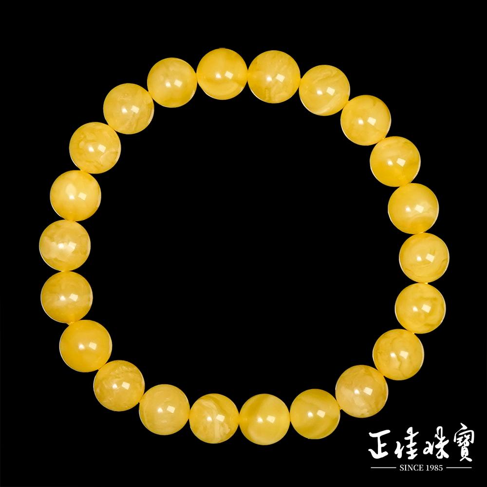 【正佳珠寶】蜜蠟琥珀 頂級白金白花蜜 7.8-8.3mm 白金滿蜜蠟手珠