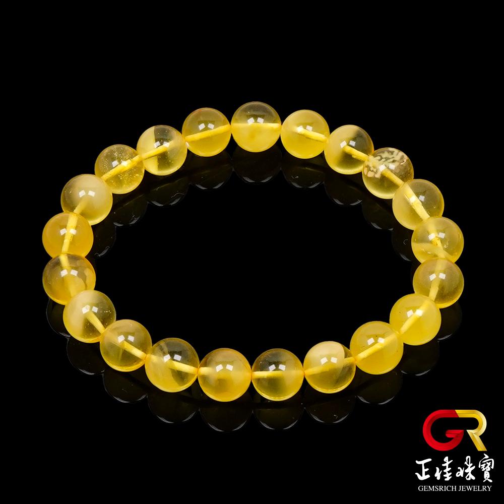 【正佳珠寶】蜜蠟琥珀 頂級金絞蜜 8.3-8.8mm 金黃半蜜半珀 琥珀蜜蠟手珠｜日本彈力繩