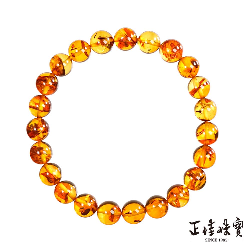 【正佳珠寶】花珀 頂級金紅花珀 7.8-8.3mm 金紅花珀手珠