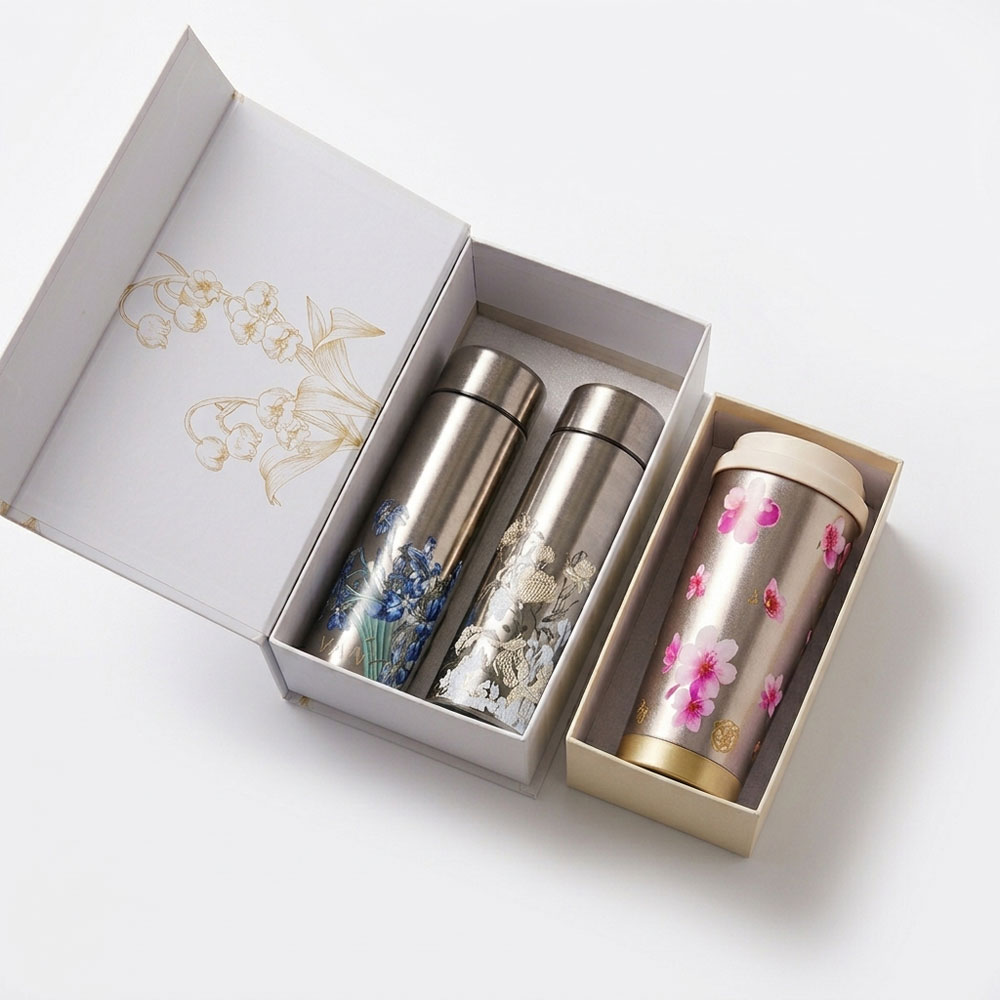 浮雕花繪純鈦無毒保溫杯